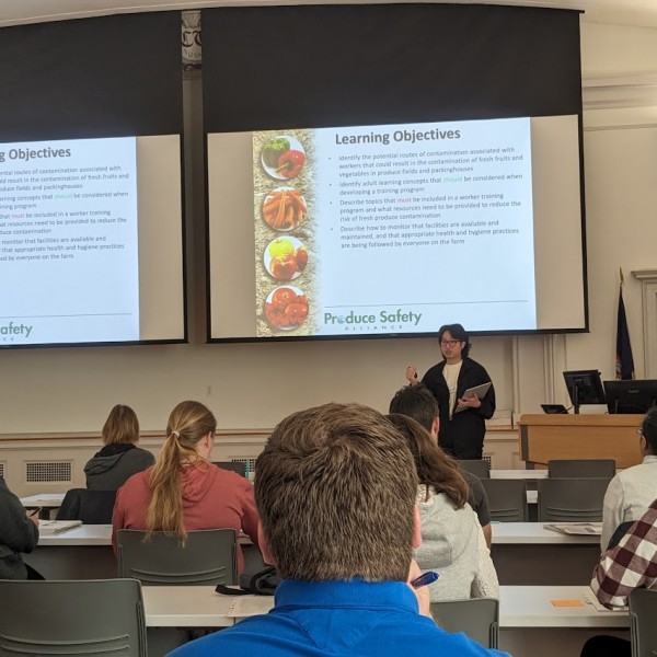 Rory Wang presents about produce safety.