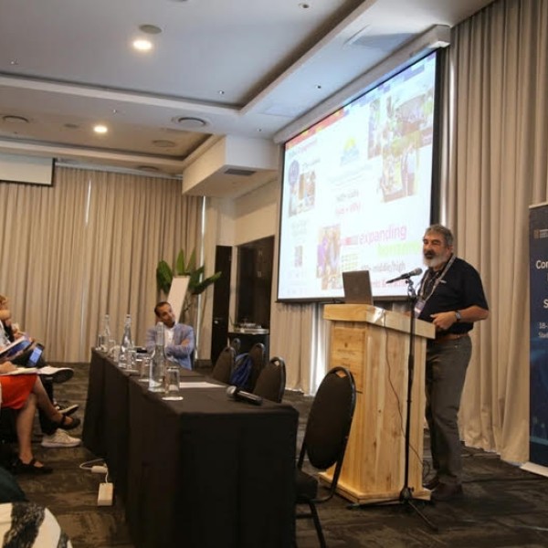 Lewenstein gives presentation to crowd