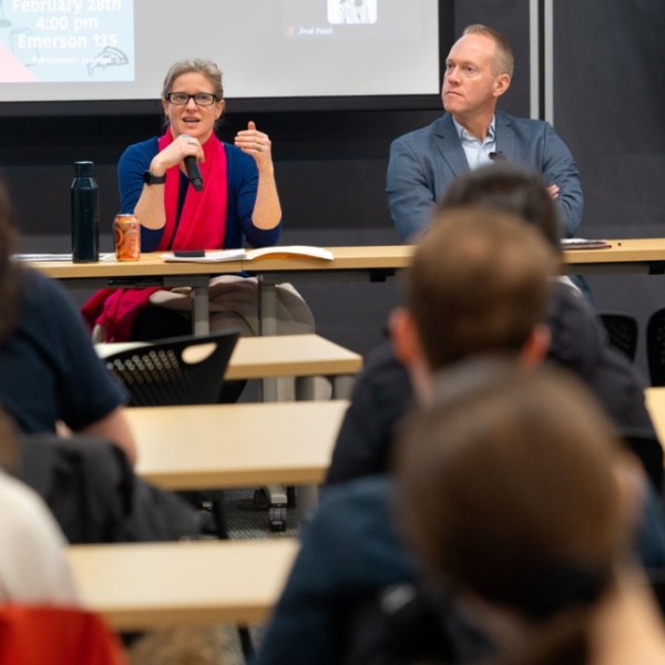 New York State Assemblyperson Anna Kelles (D-125th District) addresses an Emerson Hall audience on Feb. 28 during “What’s Next for STEM Research,” an expert panel organized by the graduate student-led Cornell Advancing Science and Policy Club.