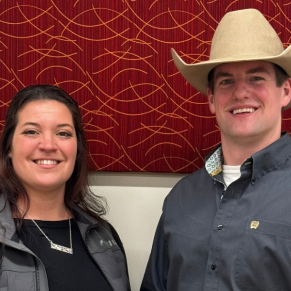 two people standing together