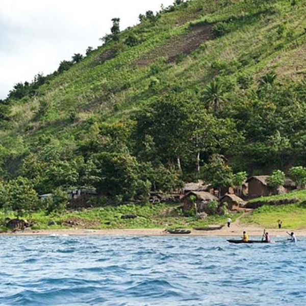 Photo of people canoeing on a body of water.
