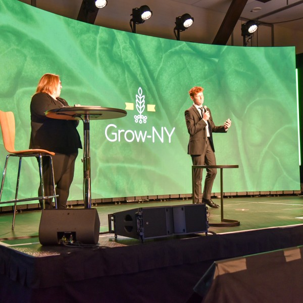 4-H member Nate de Jong on stage at Grow NY