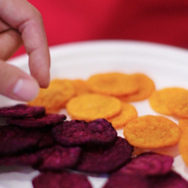 Beet chips on a plate