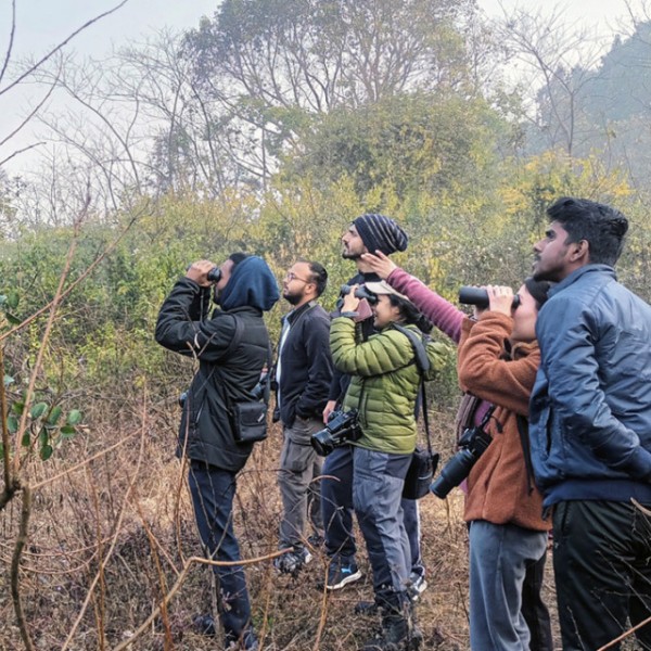 Himani Singh Khati/Provided Citizens in India participate in the Great Backyard Bird Count.
