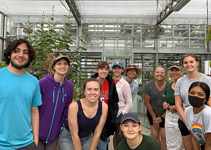 students at the greenhouse